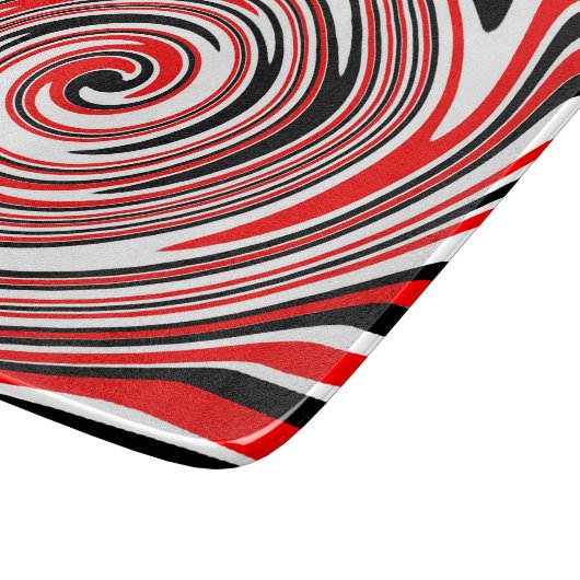 Rood wit en zwart psychedelisch ontwerp snijplank (Hoek)