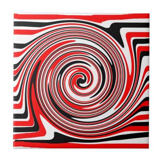 Rood wit en zwart psychedelisch ontwerp tegeltje (Voorkant)