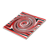 Rood wit en zwart psychedelisch ontwerp tegeltje (Zijkant)