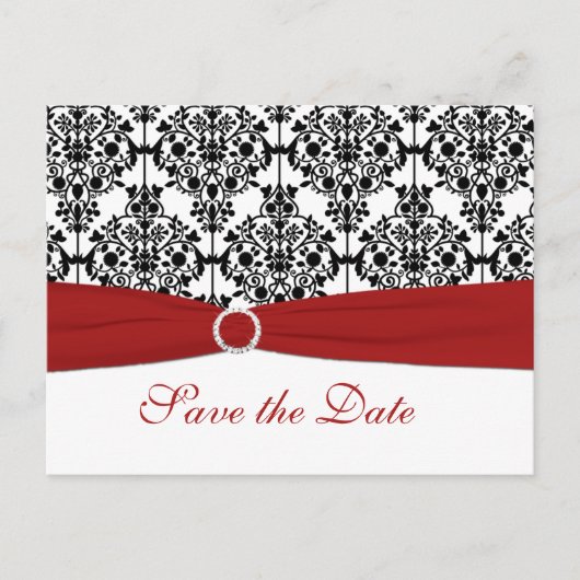 Rood, Wit, en Zwart Save the Date-ansichtkaart Aankondigingskaart (Voorkant)