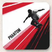 Rood wit en zwart schaatser bier onderzetter (Voorkant)