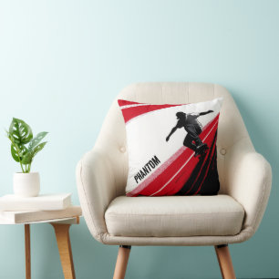 Rood wit en zwart schaatser kussen