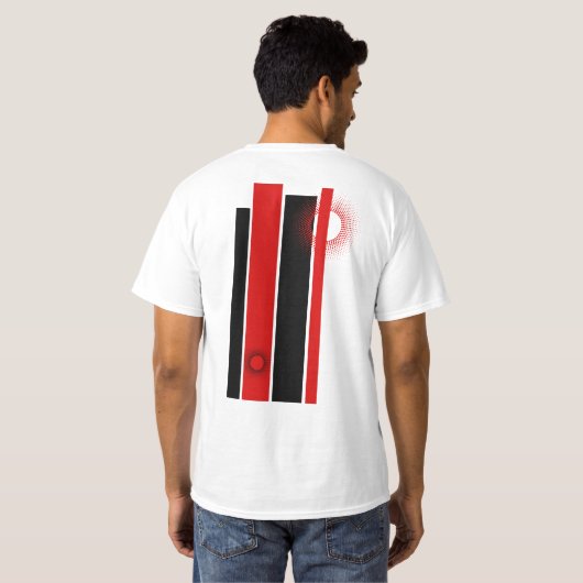 ROOD, WIT EN ZWART SKATEBOARD T-SHIRT (Achterkant volledig)