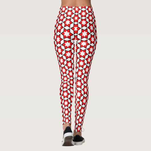 Rood wit en zwart Star-patroon Leggings (Achterkant)