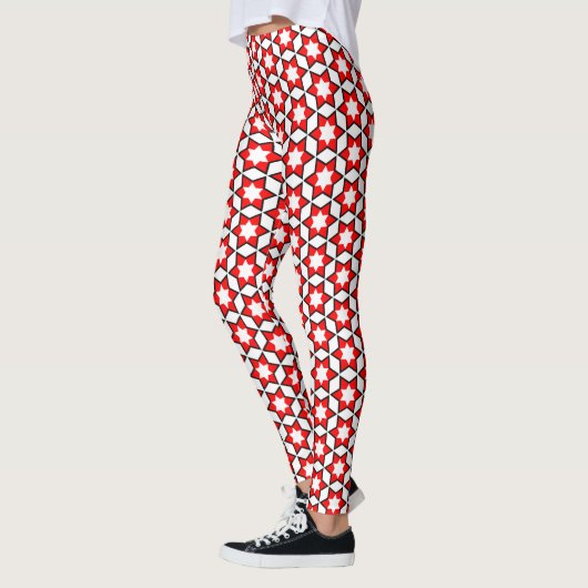 Rood wit en zwart Star-patroon Leggings (Links)