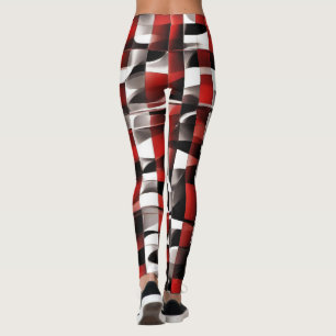Rood, Wit en Zwart Variatie Geruite Leggings