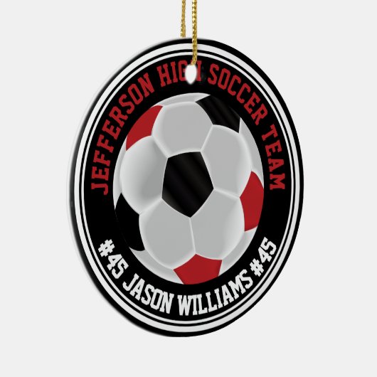 Rood, Wit en Zwart Voetbal ⚽ Keramisch Ornament (Rechts)