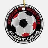 Rood, Wit en Zwart Voetbal ⚽ Keramisch Ornament (Voorkant)