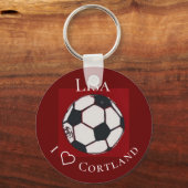 Rood wit en zwart voetbal op maat sleutelhanger (Voorkant)