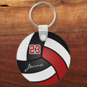 Rood, wit en zwart volleybal - Aanpassen Sleutelhanger (Voorkant)