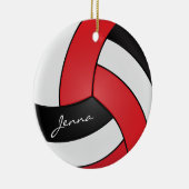 Rood, wit en zwart 🏐 Volleybal - Personaliseer Keramisch Ornament (Rechts)