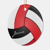 Rood, wit en zwart 🏐 Volleybal - Personaliseer Keramisch Ornament (Links)
