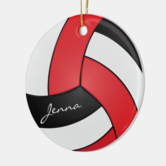 Rood, wit en zwart 🏐 Volleybal - Personaliseer Keramisch Ornament (Links)