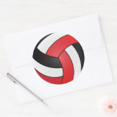 Rood, Wit en Zwart Volleybal Ronde Sticker (Envelop)