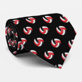 Rood, wit en zwart volleybal stropdas (Opgerold)