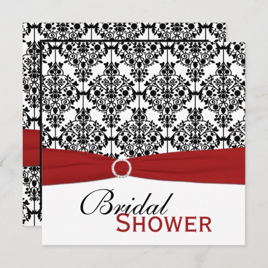 Rood, Wit en Zwart Vrijgezellenfeest nodigt uit Kaart (Voorkant / Achterkant)