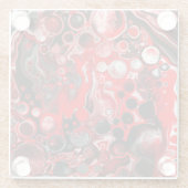 Rood wit en zwart-witpierschildereffect Vloeibare  Glazen Onderzetter (Achterkant)