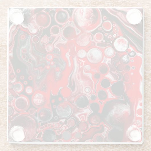 Rood wit en zwart-witpierschildereffect Vloeibare  Glazen Onderzetter (Achterkant)