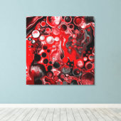 Rood, wit en zwart-witschilderende fluïde kunst canvas afdruk (Insitu (Houten vloer))