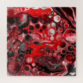 Rood, wit en zwart-witschilderende fluïde kunst legpuzzel (Horizontaal)