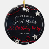 Rood wit en zwart zoet en sassy sterren van afgelo keramisch ornament (Achterkant)