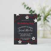 Rood wit en zwart zoet en sassy sterren van afgelo uitnodiging briefkaart (Staand voorkant)