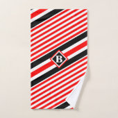 Rood Wit en Zwarte Strepen / Monogram / Initiaal Bad Handdoek (Handdoek)