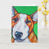 Rood/wit Engels Bull terrier Kaart (Gele Bloem)