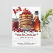 Rood & Wit Feest Canada Dag Pannenkoekenfeest Kaart (Staand voorkant)