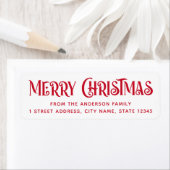 Rood & wit feestelijk Vrolijk Kerstfeest retouradr Etiket (Insitu)