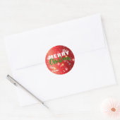 Rood Wit Feestelijke Lichten en Sneeuwvlokken Kers Ronde Sticker (Envelop)