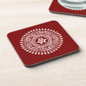 Rood & Wit Festief Rangoli Bier Onderzetter (Linkerzijde)