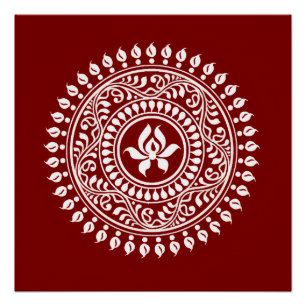 Rood & Wit Festief Rangoli Perfect Poster