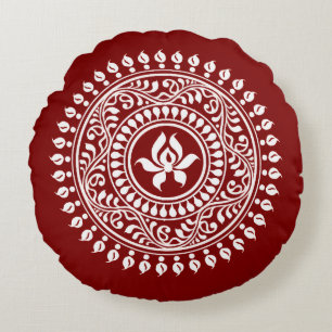 Rood & Wit Festief Rangoli Rond Kussen