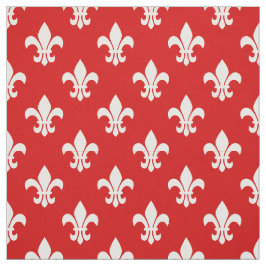 Rood, wit Fleur de Lis patroon Stof