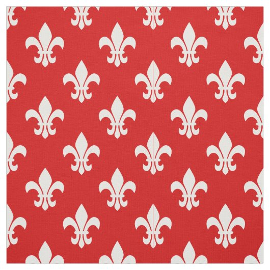 Rood, wit Fleur de Lis patroon Stof (Swatch)