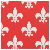 Rood Wit Fleur-de-lis Textiel Stof (Close Up)