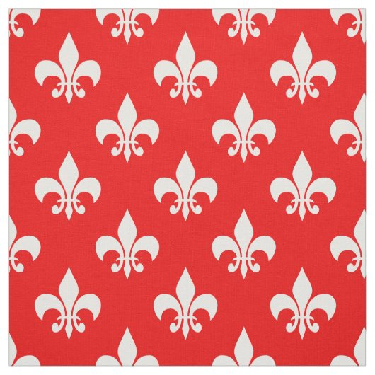 Rood Wit Fleur-de-lis Textiel Stof (Swatch)
