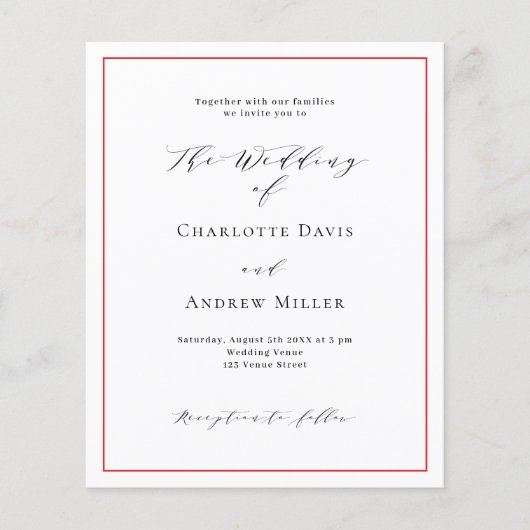 Rood wit formele QR code RSVP huwelijksuitnodiging (Voorkant)