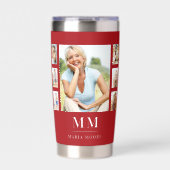 Rood wit foto collage monogram naam geïsoleerde drinkbeker (Voorkant)