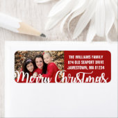 Rood Wit Foto Kerst retour adres labels (Insitu)