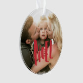 Rood & Wit Foto Kerst Vakantie Ornament (voorkant)