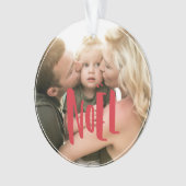 Rood & Wit Foto Kerst Vakantie Ornament (voorkant)