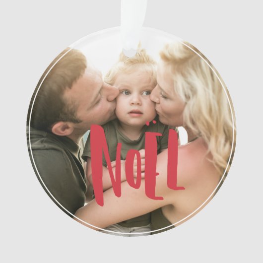 Rood & Wit Foto Kerst Vakantie Ornament (voorkant)
