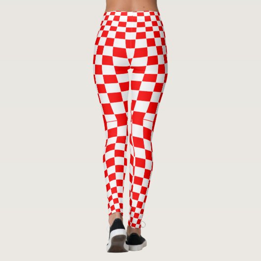 Rood wit gebarsten patroon leggings (Achterkant)