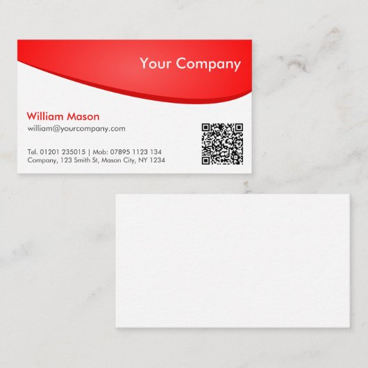 Rood wit gebogen, professioneel QR-Visitekaartje Visitekaartje (Voorkant / Achterkant)