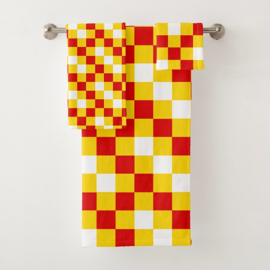 Rood Wit Geel Geruit Patroonontwerp  Bad Handdoek (Insitu)