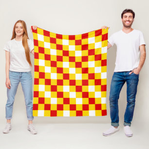 Rood Wit Geel Geruit Patroonontwerp Fleece Deken