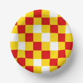 Rood Wit Geel Geruit Patroonontwerp Papieren Kommen (Voorkant)