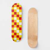 Rood Wit Geel Geruit Patroonontwerp Persoonlijk Skateboard (Voorkant)